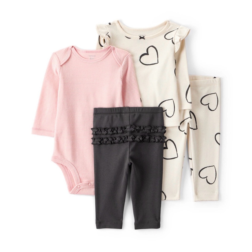NWT Carter's Baby 4-piece Layette Set in Pink and Cream (Size 3M / 24M)